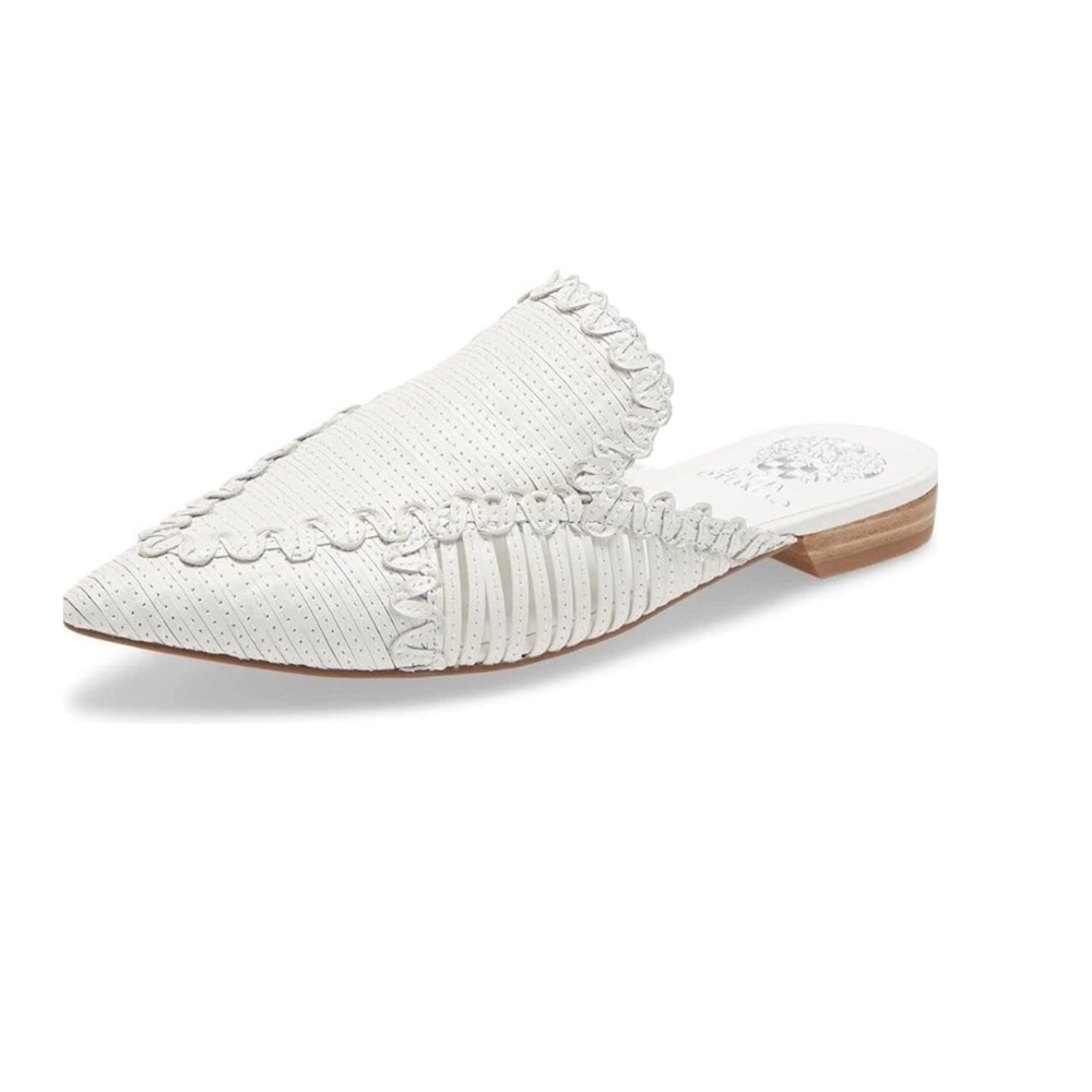 White Woven Vince Camuto Flat Mules